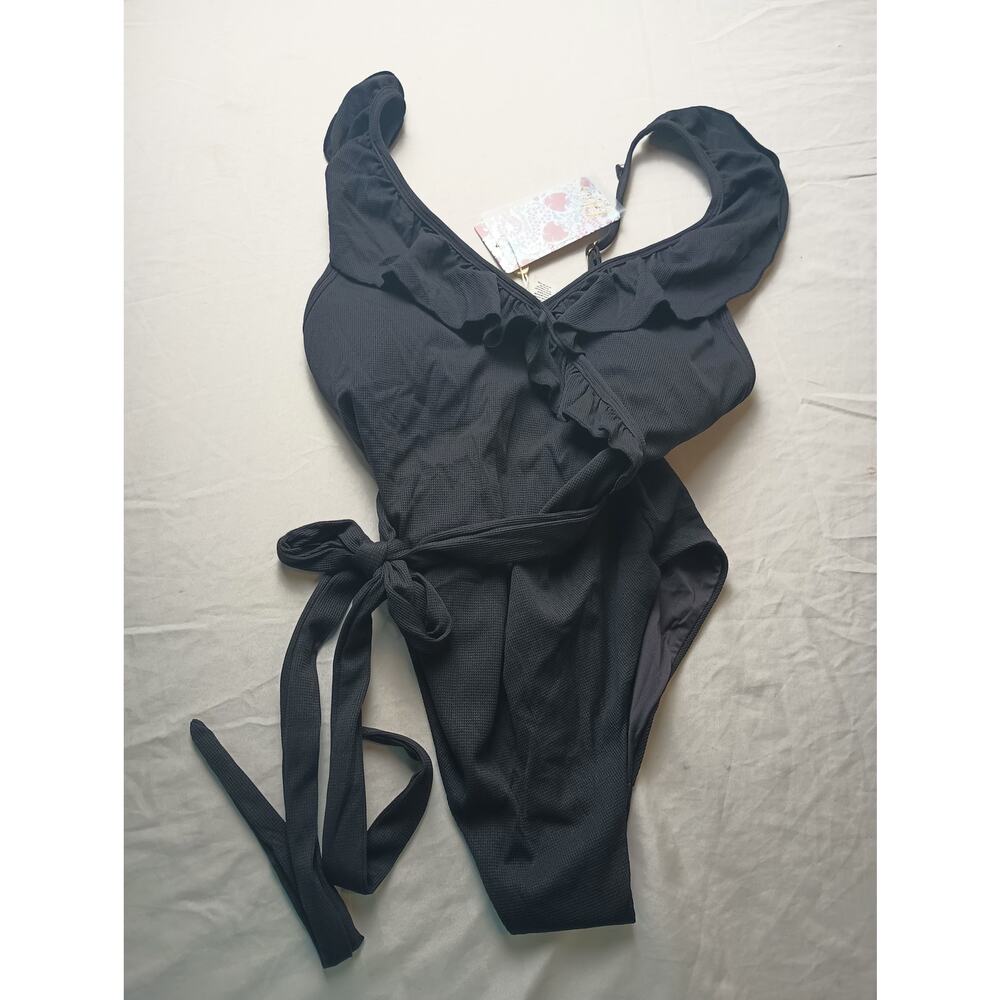 Toluca Swim Black One Piece Swimsuit NWT‎ Women Small Tie Beach Vacation Gift